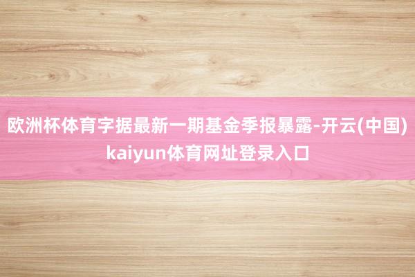 欧洲杯体育字据最新一期基金季报暴露-开云(中国)kaiyun体育网址登录入口