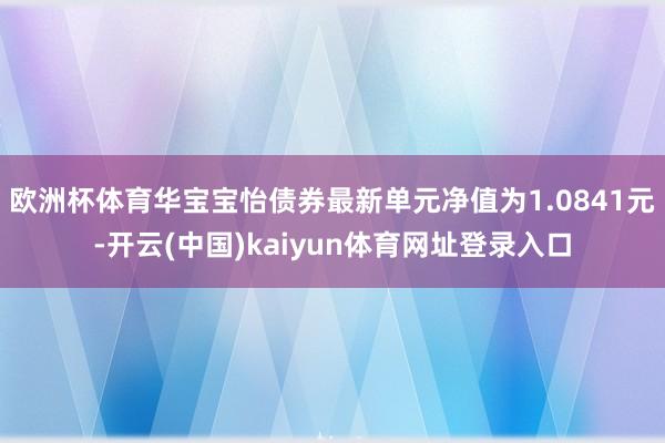欧洲杯体育华宝宝怡债券最新单元净值为1.0841元-开云(中国)kaiyun体育网址登录入口