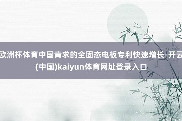 欧洲杯体育中国肯求的全固态电板专利快速增长-开云(中国)kaiyun体育网址登录入口